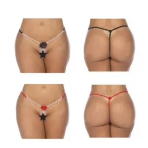 TANGA FIO PÉROLA COM FLOR PIMENTA SEXY