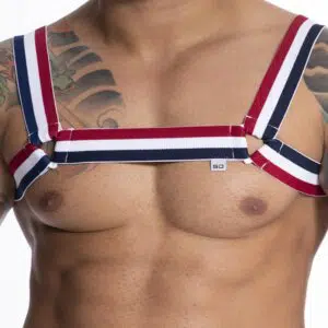 Harness masculino em elástico tricolor com argolas SD Clothing