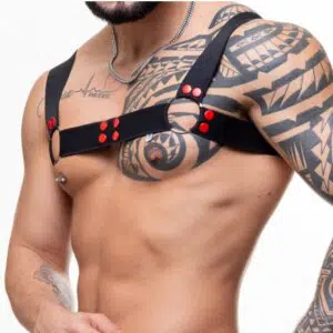 Harness masculino em elástico com detalhes em botão vermelho SD Clothing