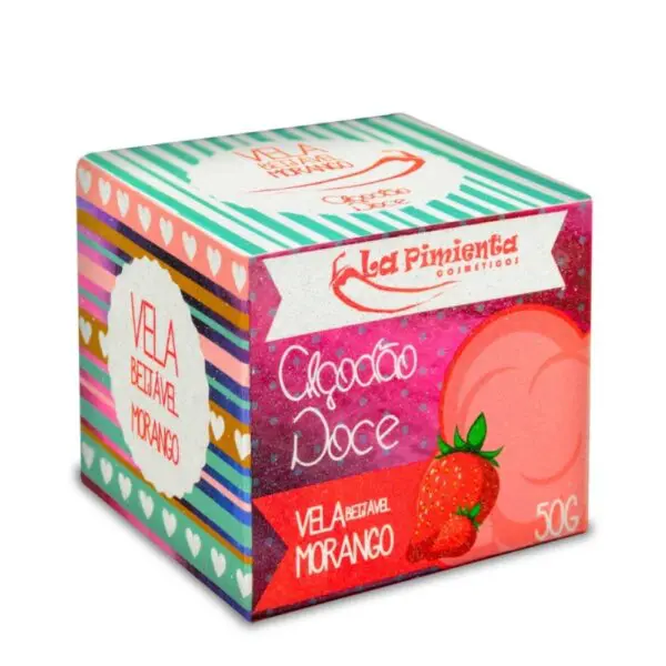 Vela beijável algodão doce morango 50g