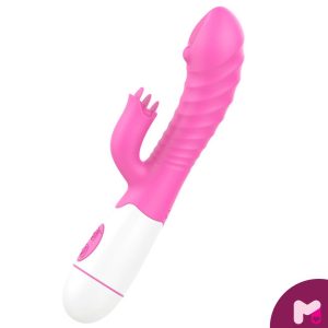 Vibrador Recarregável com Estimulador de Clitóris com 10 Vibrações. Munas Moda Íntima.