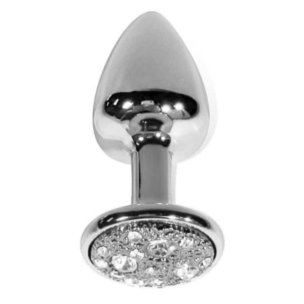 Plug Anal P cromado com pedra cravejada em strass munas