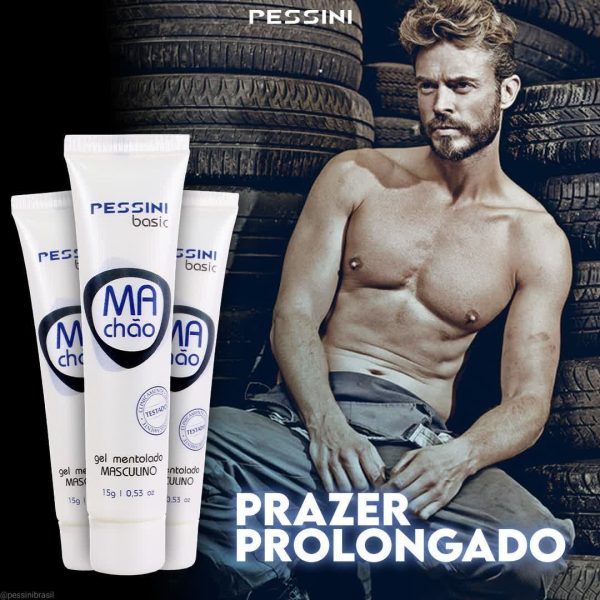 Machão Gel Mentolado Masculino Prolongador De Ereção Linha Basic 15g Pessini