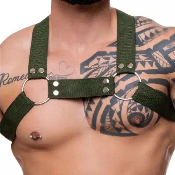 Arreio Harness Masculino H Nylon Verde Musgo sdclothing