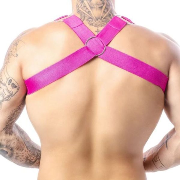 HARNESS EM ELÁSTICO ROSA COM METAL