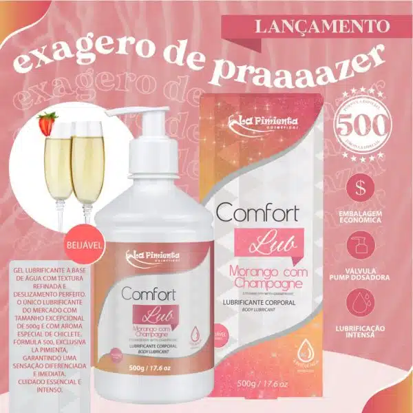 COMFORT LUB MORANGO COM CHAMPAGNE - 500g La Pimienta