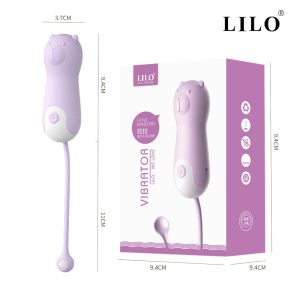 Vibrador cápsula, com cordão de segurança em silicone. Possui formato de urso, com 10 modos de vibração