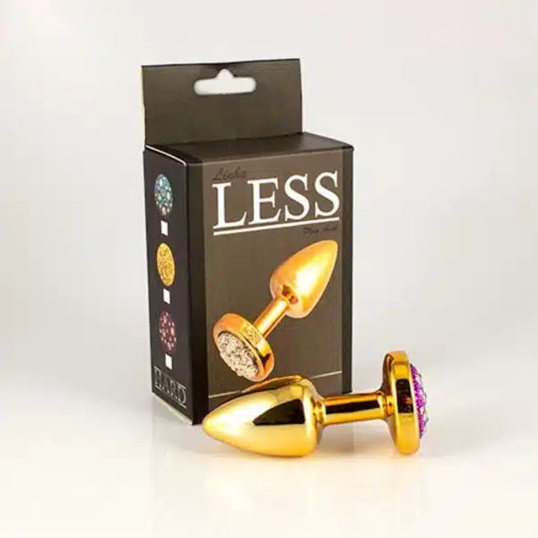 Plug LESS P (ABS) Dourado Com Pedra Cravejada Lilás