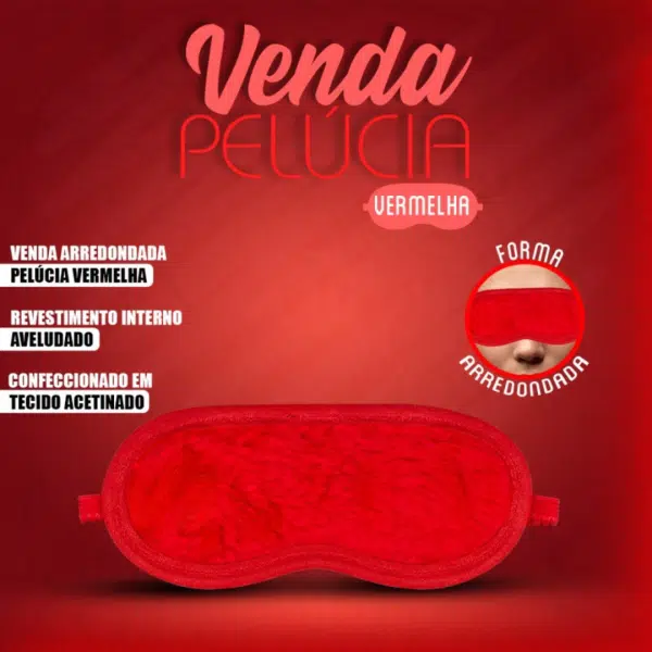 Venda para olhos Pelúcia vermelha Acessório íntimo Estímulo sensorial Venda sensorial Acessórios para casais Jogos sensoriais Experiência sensorial munas Moda Intima